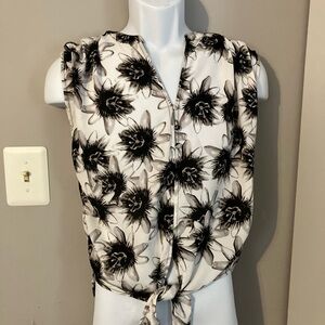 Philosophy Floral Black and White Women's Top